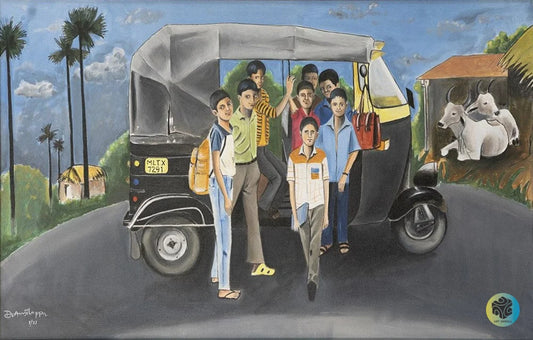 The Rickshaw School Bus Original Art